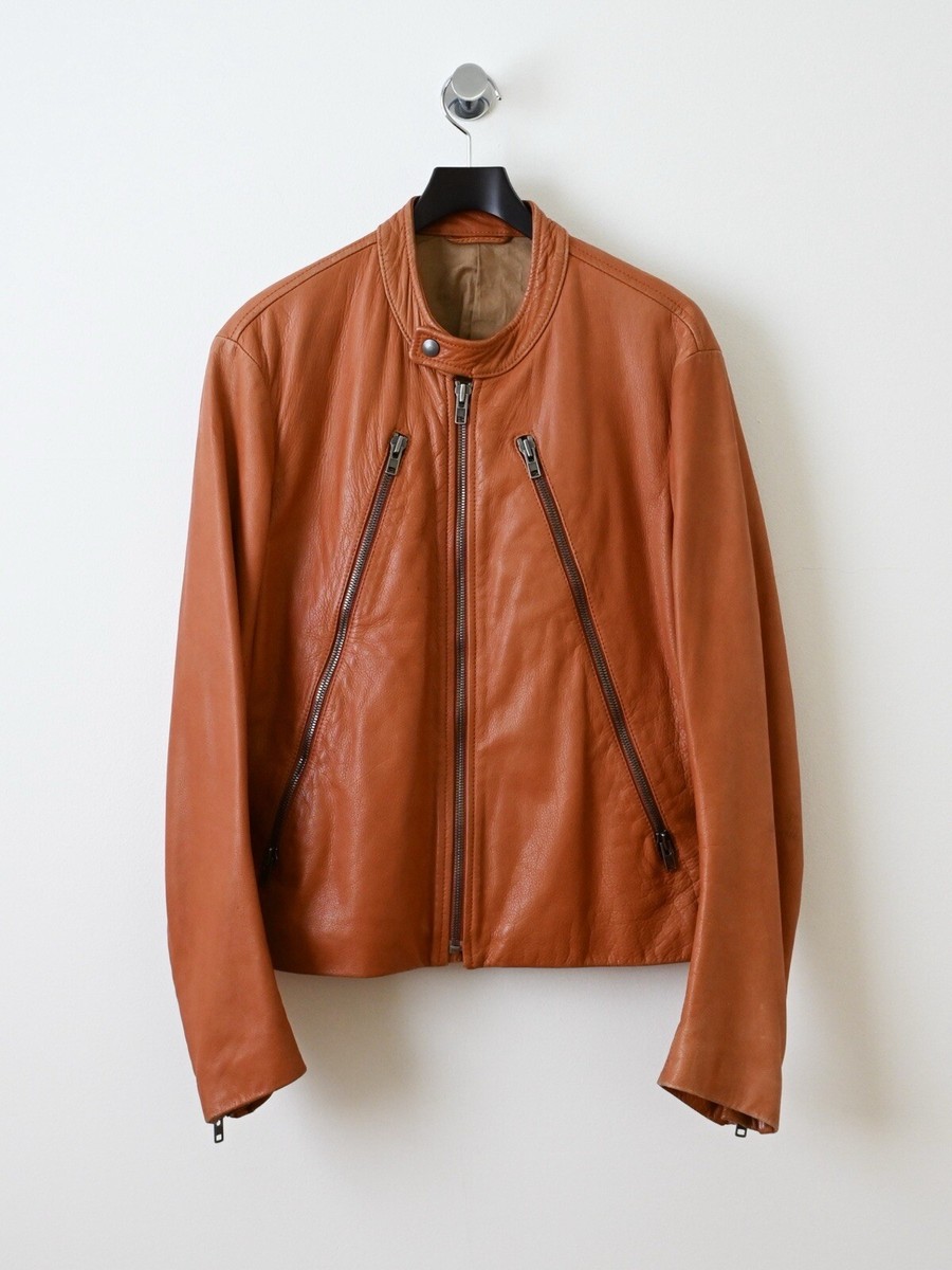 Maison Martin Margiela 5 Zip Leather Moto Jacket Brown 50 Large | eBay