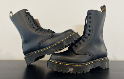 Women's Size 6 Dr Martens 1490 10 Eye Bex Boots Black NEW - FAST