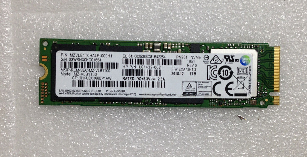 SAMSUNG MZ-VLB1T00 1TB P/N L01432-002 PM981 NVMe SSD Drive | eBay