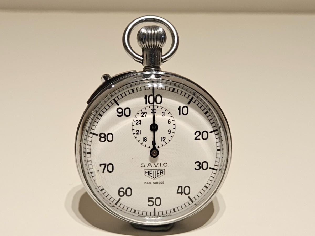 VINTAGE RARE WORKS POCKET STOP WATCH CHRONOMETER 1/100 SEC 