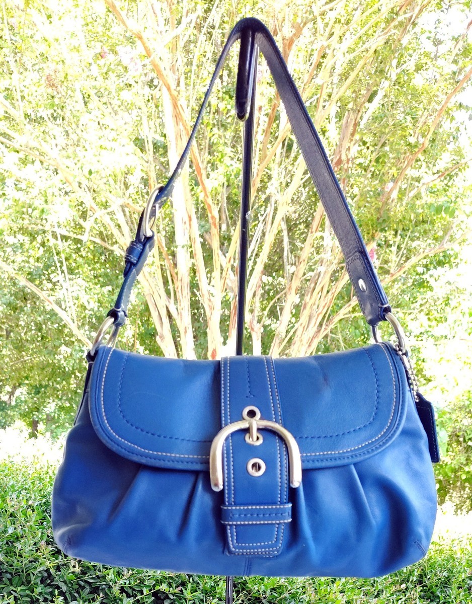 Coach F15204 Vintage Cobalt Blue Soho Flap Y2K Leather w/Buckle