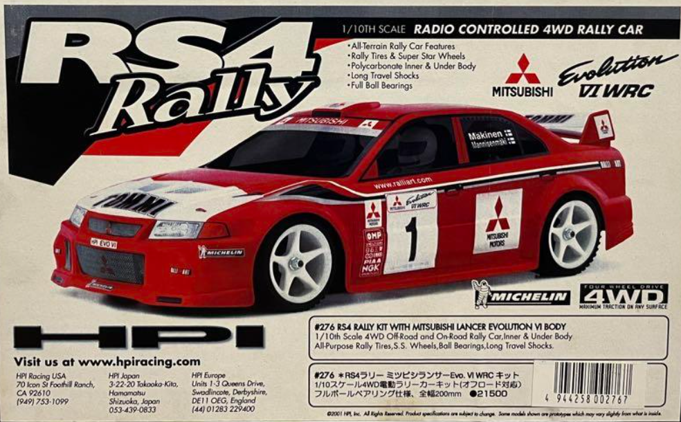 HPI RC RS4 Rally 1/10 MITSUBISHI Lancer Evo VI WRC 4WD Rally Car W
