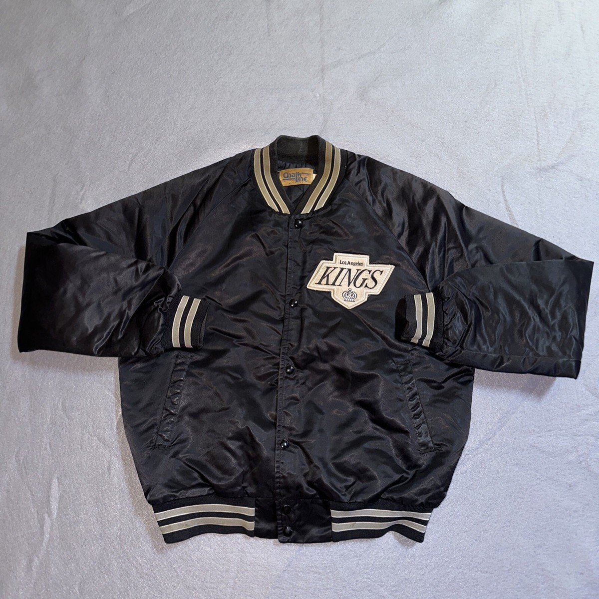Vintage Los Angeles Kings Jacket Large Black Chalk Line Satin 90s