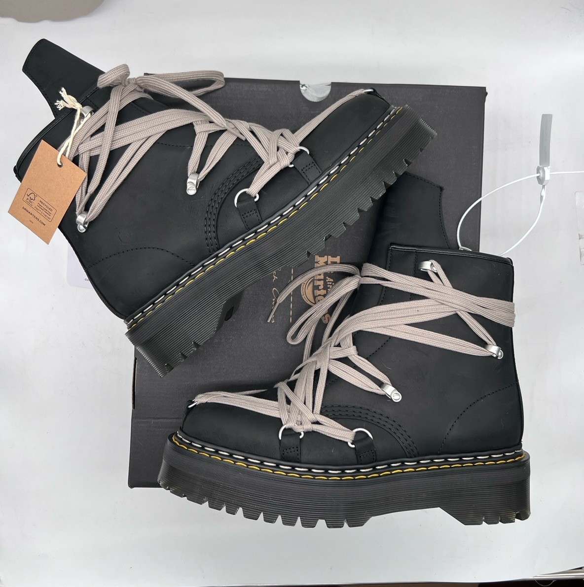 Rick Owens Dr Martens DRKSHDW 1460 Quad Sole Megalace Boot Black 6