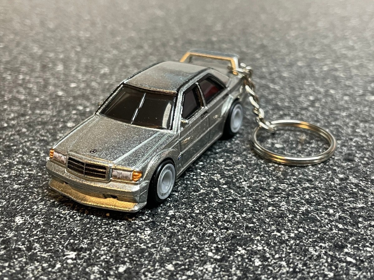 Mercedes Benz 190E SEC AMG Keychain Silver Hot Wheels Matchbox 190