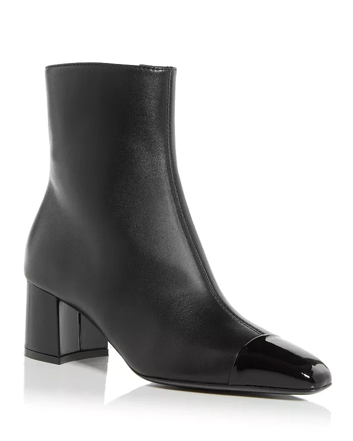 Ferragamo Sambi Block Heel Leather Booties Women's 6 Black Side