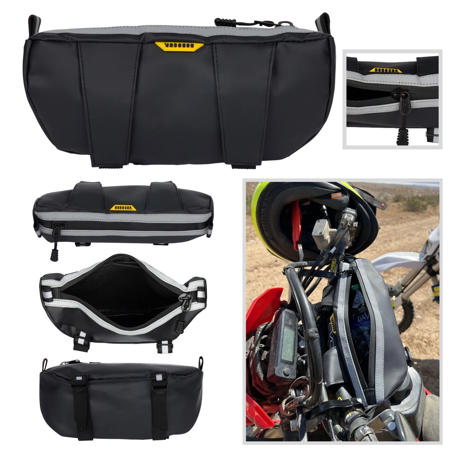 DUAL SPORT MOTORCYCLE HANDLEBAR BAG GIANT WATERPROOF ZIGZAG