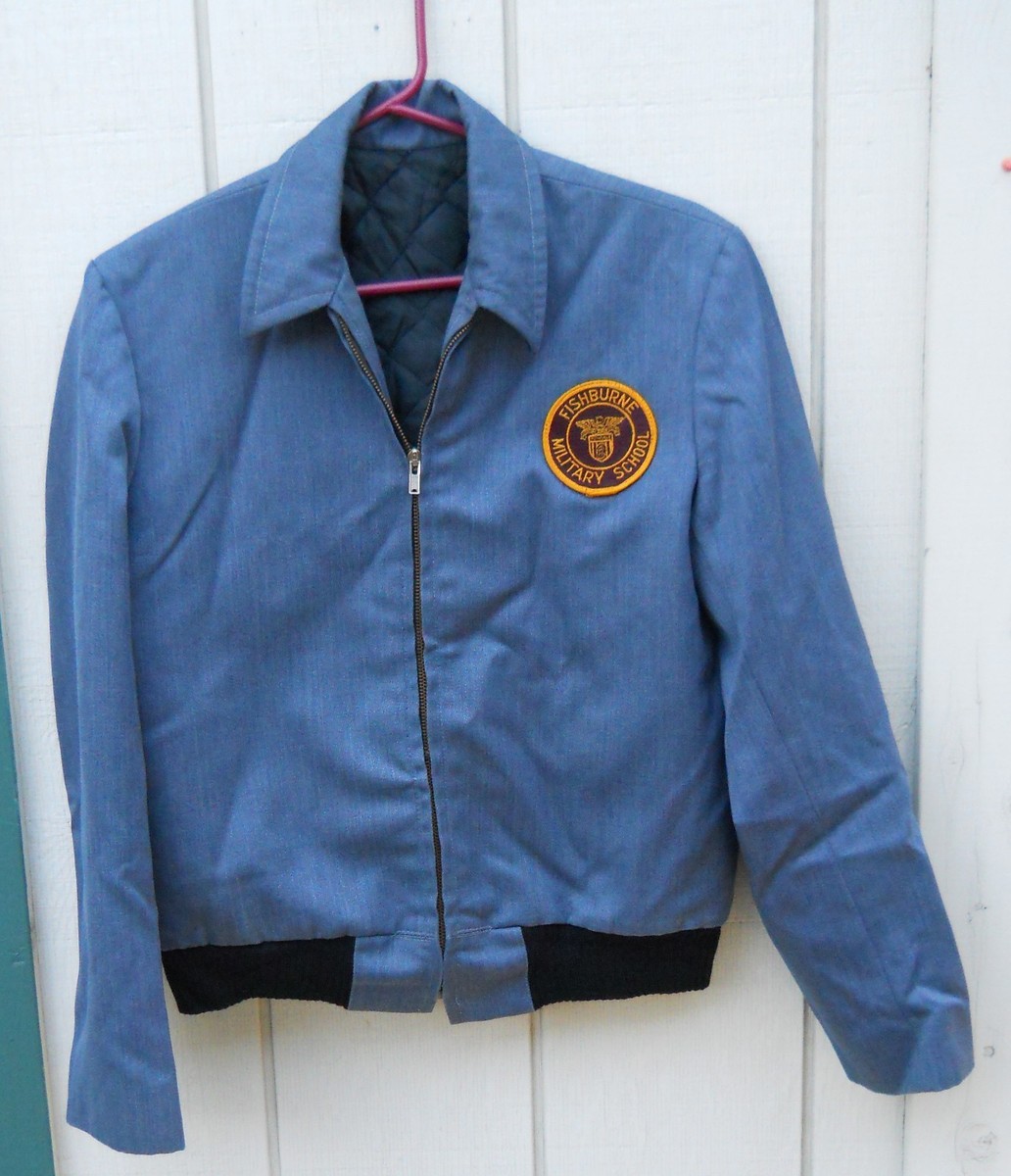 VINTAGE STEEL BLUE WOOL TANKER STYLE ZIPPER JACKET SIZE SMALL MADE