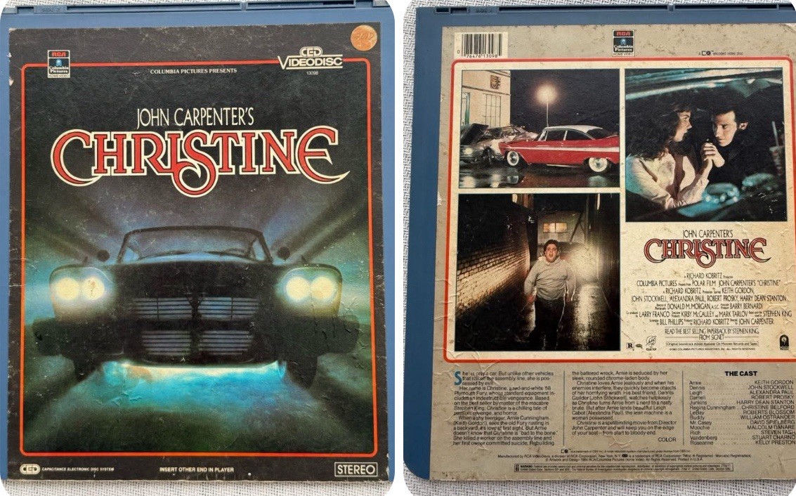 CHRISTINE JOHN CARPENTER 1983 HORROR CED VIDEODISC -STEPHEN KING
