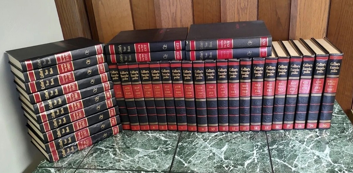 1960 Collier's Encyclopedia Set Volumes 1-20 and Year Books 1962