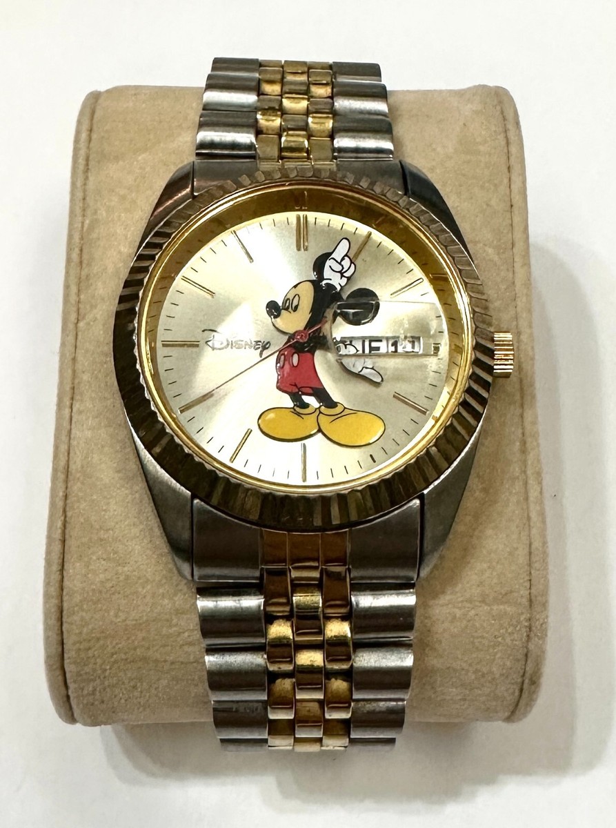AUTHENTIC DISNEY MICKEY MOUSE MENS STAINLESS/GOLD BRACELET DAY