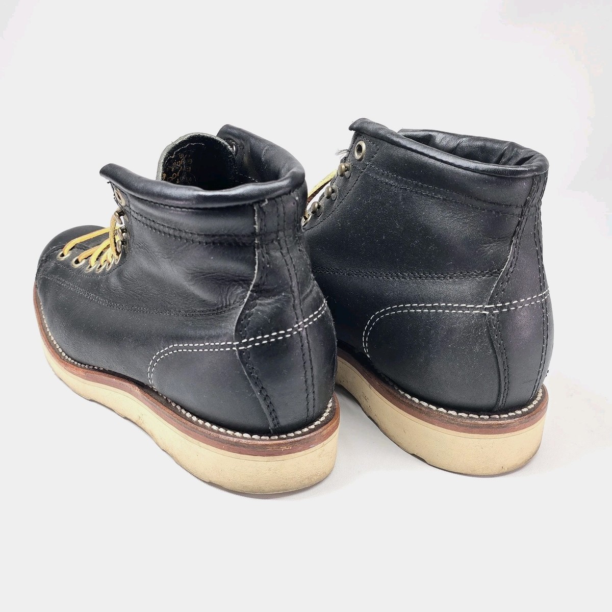 Vintage CHIPPEWA Black Leather Monkey Boots Men's US 7 EE EU 40