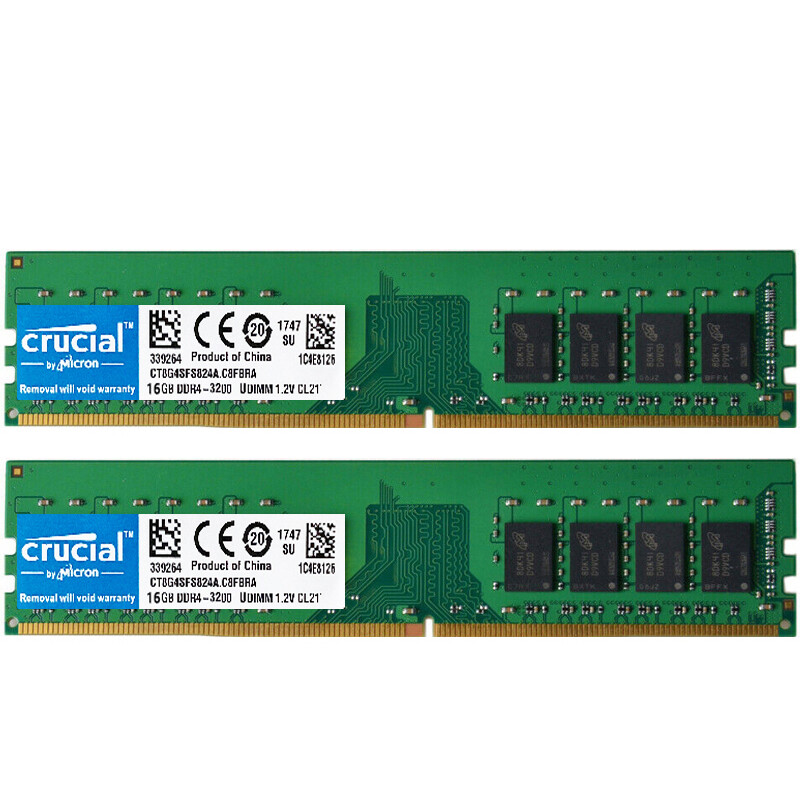 Crucial DDR4 32GB 2X16GB 3200 Mhz PC4-25600 288pins Desktop Memory
