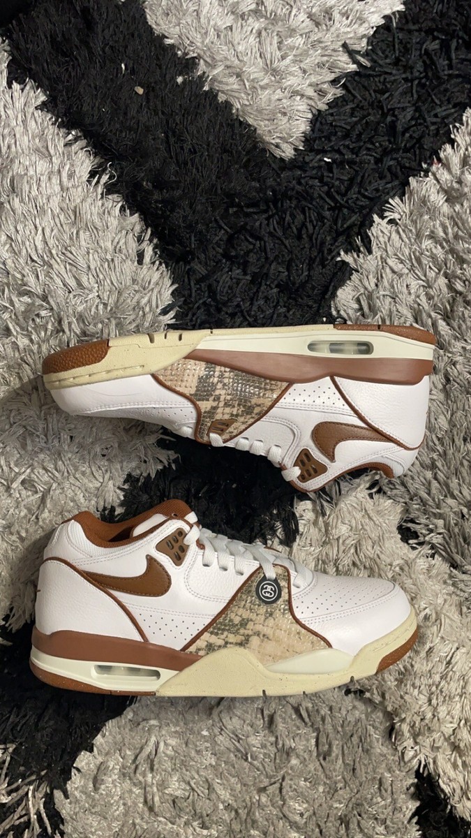 Stussy x Nike Air Flight 89 Low SP Pecan Brown Snakeskin Size 8.5