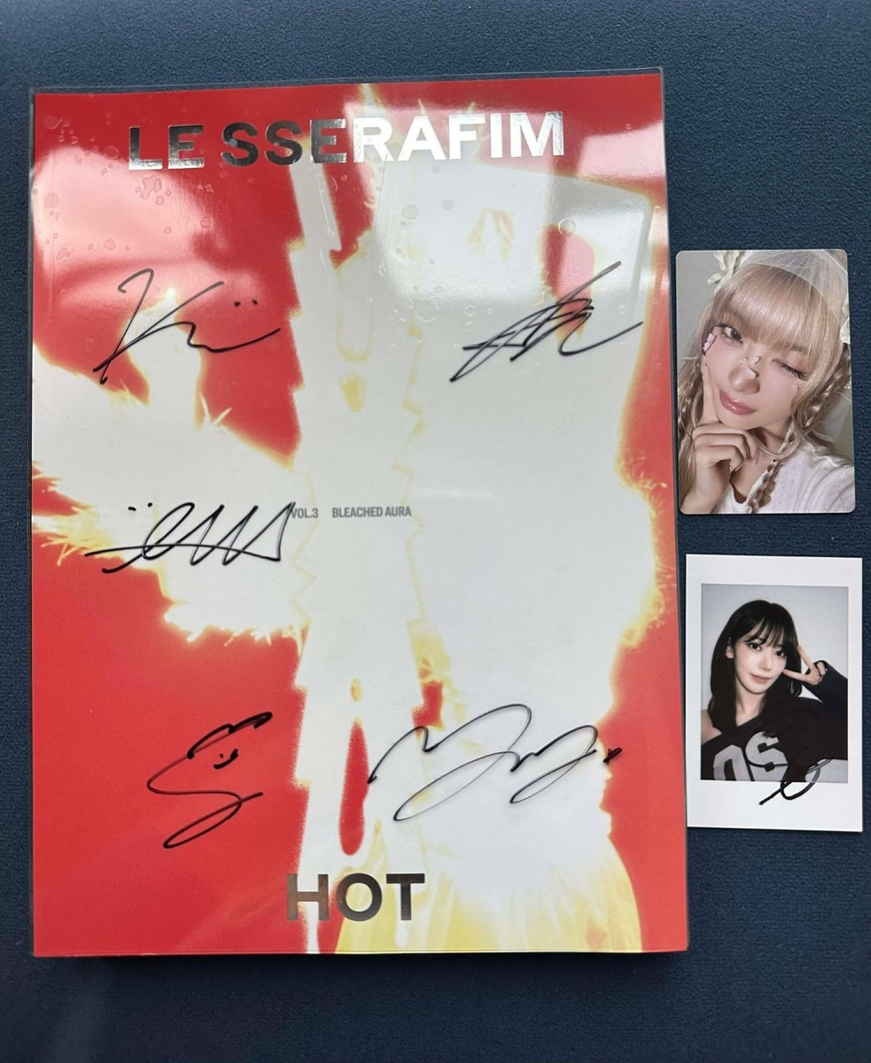 With pob) LE SSERAFIM LESSERAFIM OFFICIAL YZY AUTOGRAPH SIGNED HOT