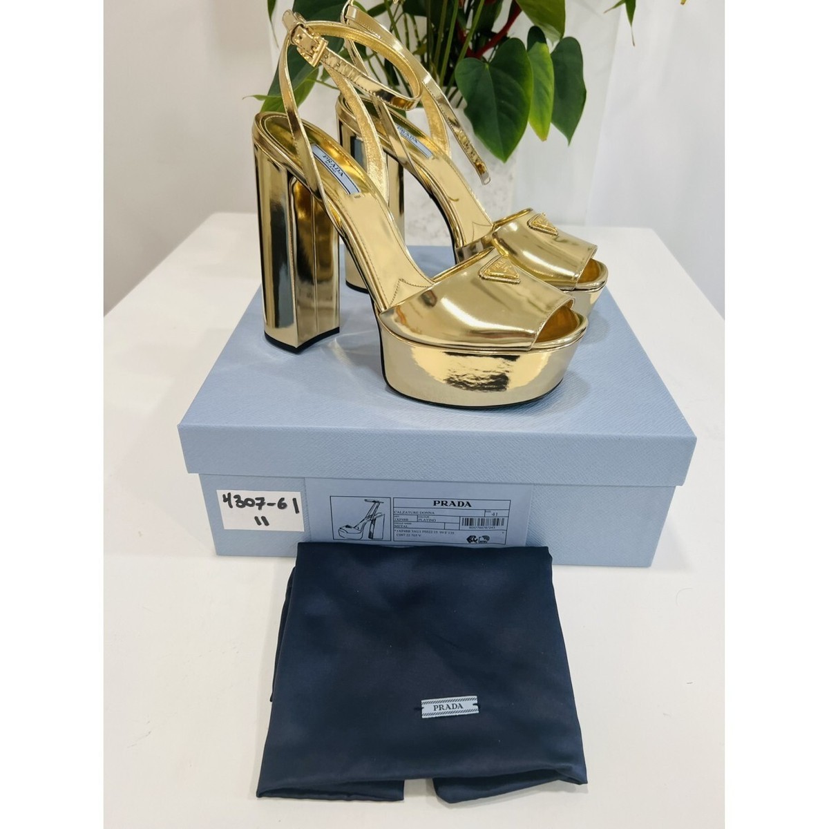 PRADA Plateau Metallic Peep-Toe Platform Pumps IT:41/US:11 | eBay