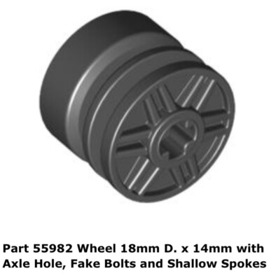 Lego 1x 55982 Black Wheel 18mm D. x 14mm with Axle Hole, Fake