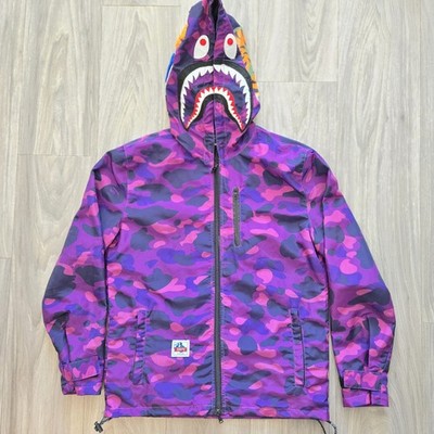 BAPE Bathing Ape Size Large Purple Pink Camouflage Shark Hood