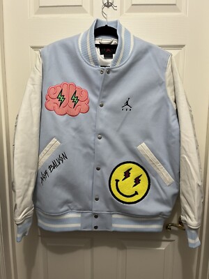 Jordan x J Balvin Varsity Jacket Leather Sleeve Snap Men Size XXL