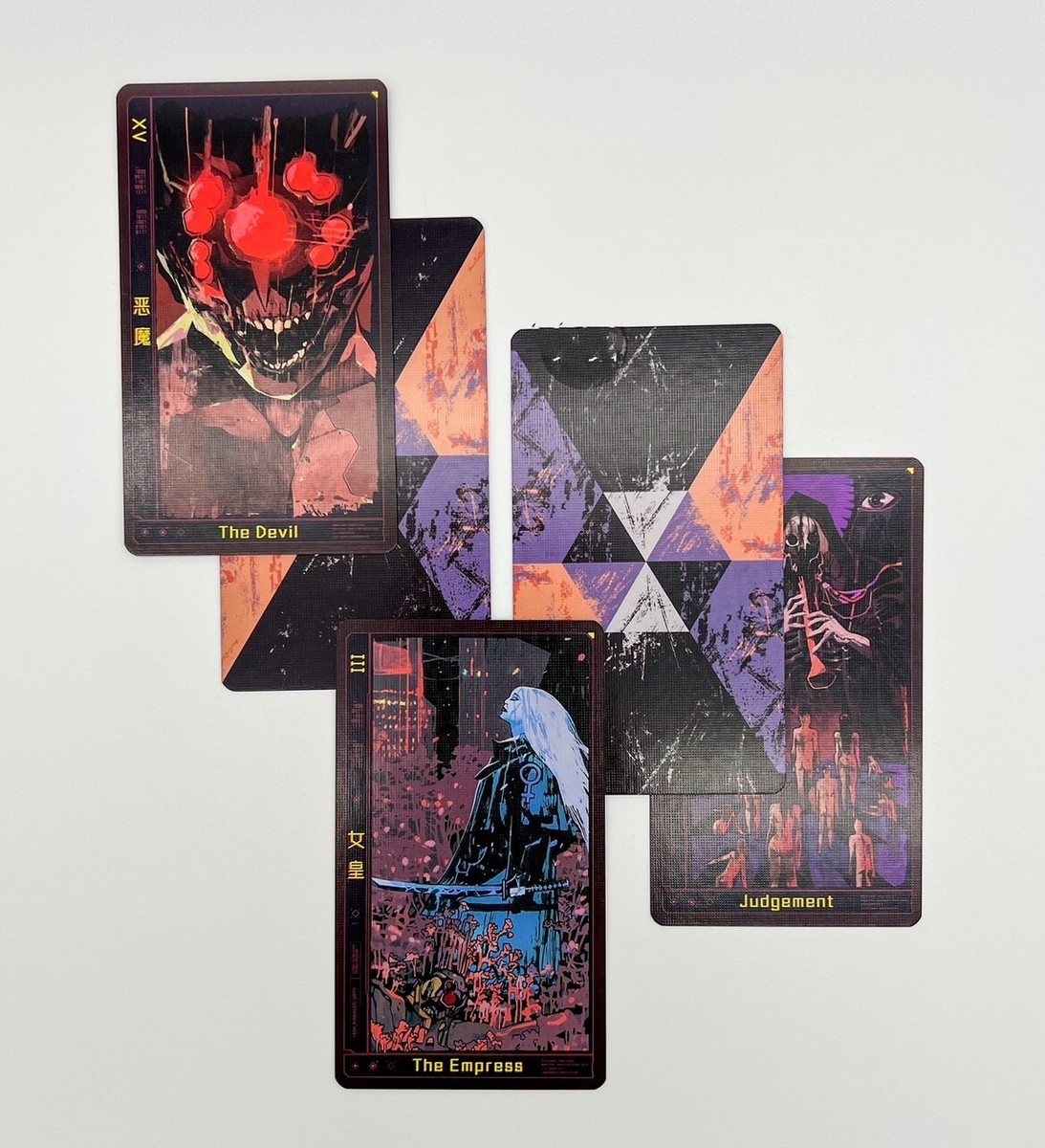 Cyberpunk 2077 (new) - 29 cards tarot deck Purple foiled edges w