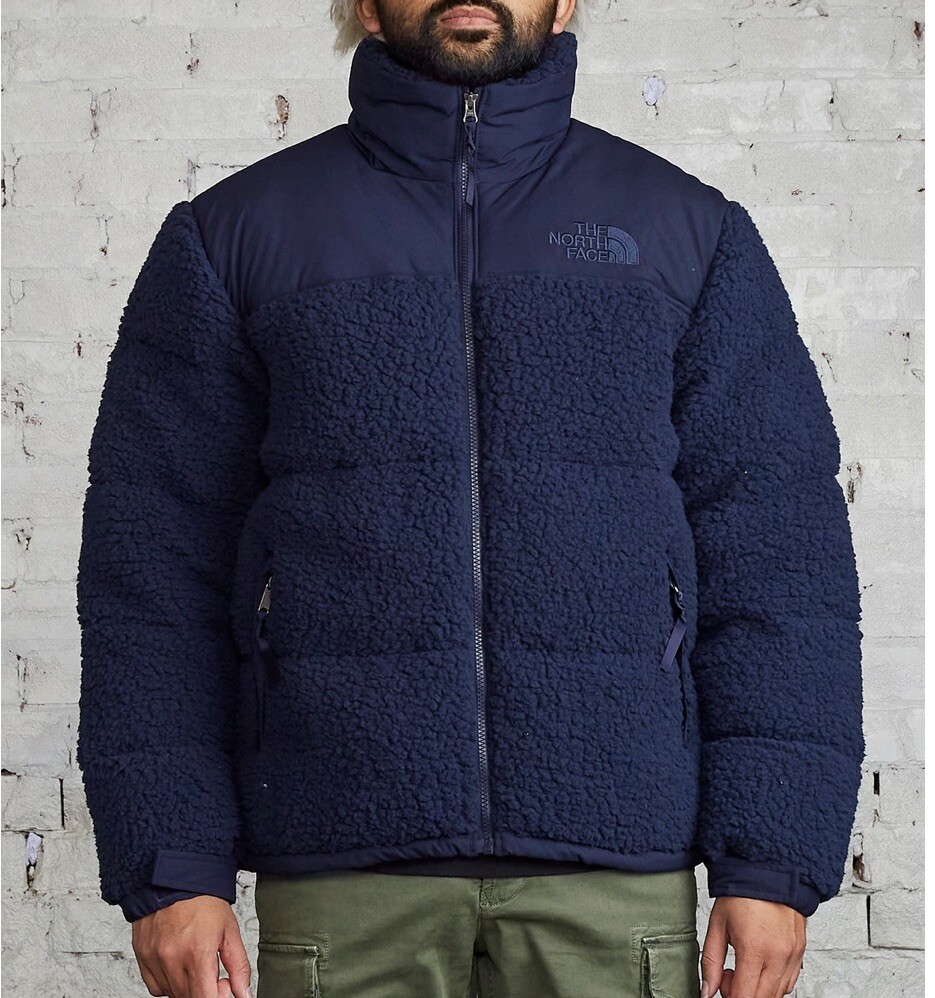 NEW The North Face Pile Nuptse Sherpa Jacket Navy Blue (Size