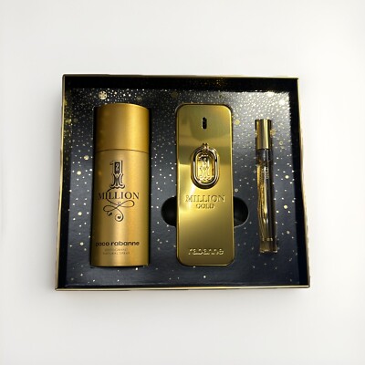 Paco Rabanne 1 Million EDP Intense Gold Gift Set For Men Brand New