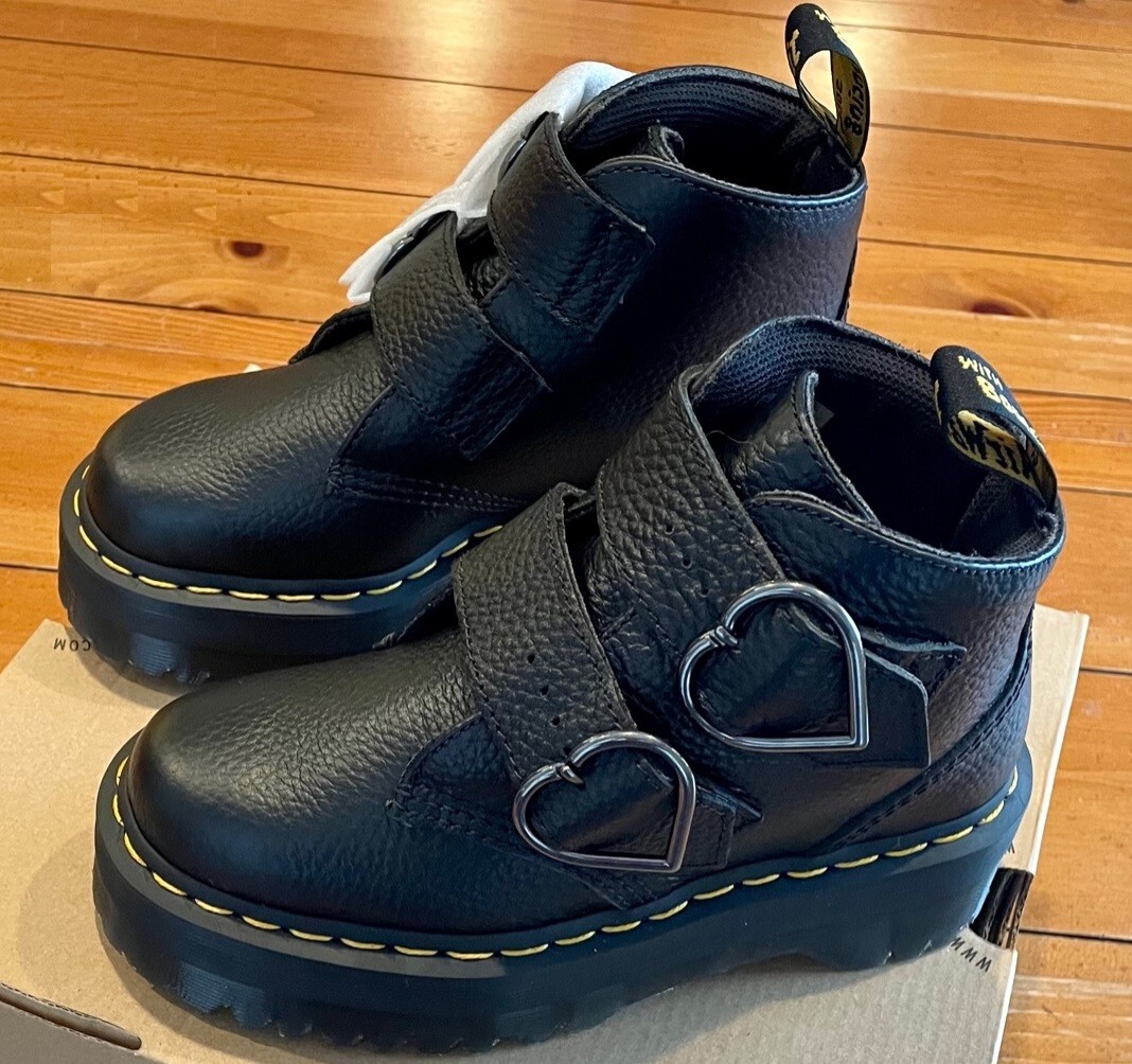 Dr. Martens DEVON HEART LEATHER PLATFORM BOOTS Black Size 5 | eBay