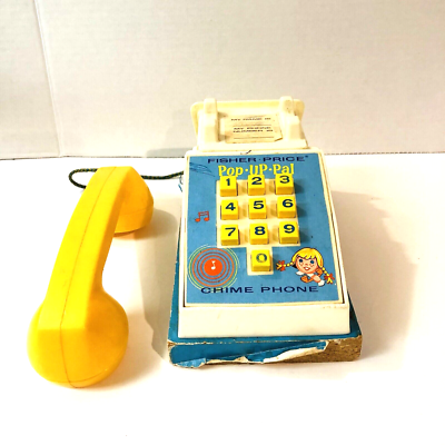 1968 Vintage Fisher Price Pop Up Pal Chime Phone Telephone Toy For