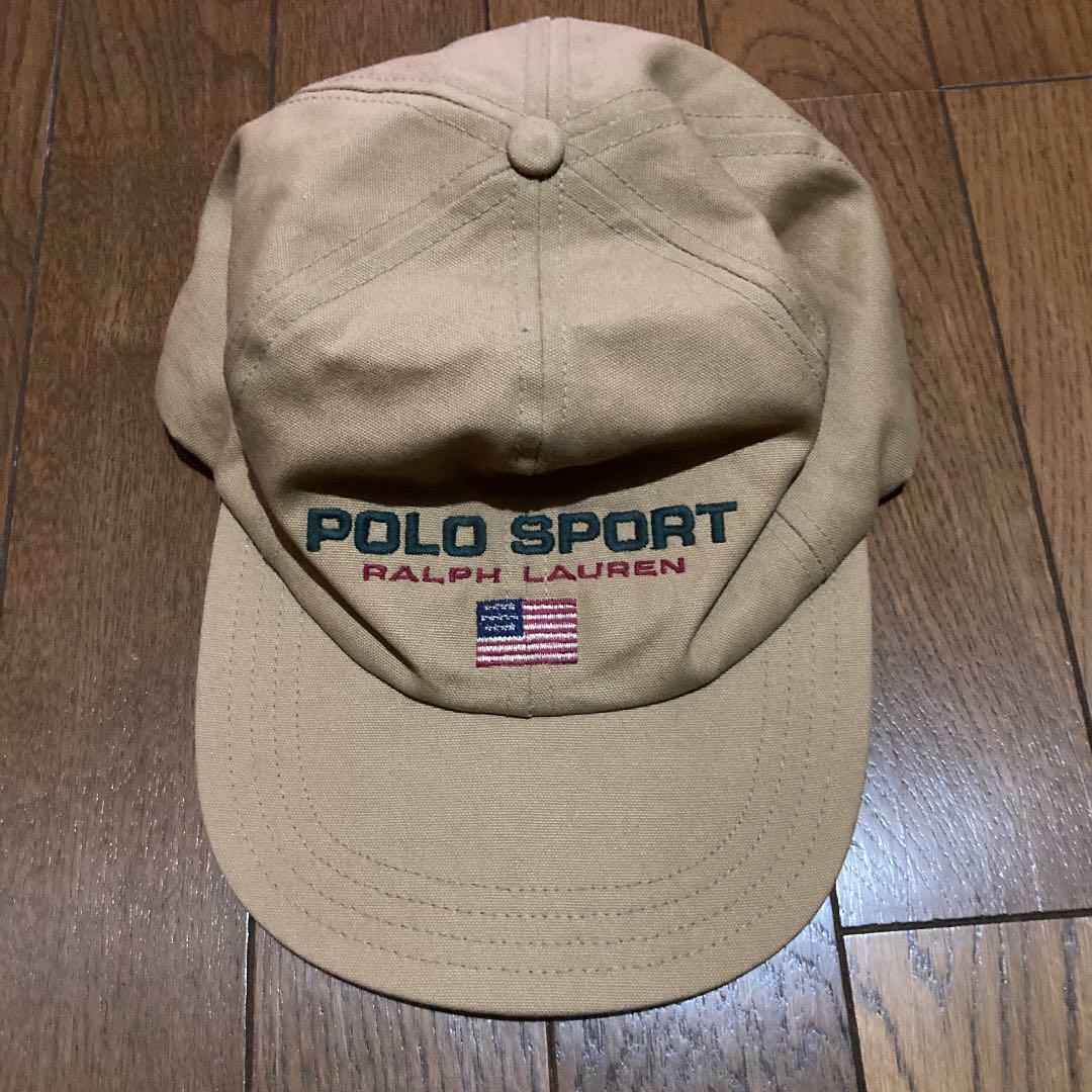 Polo by Ralph Lauren Sport Cap Hat mens Beige Vintage 90's from JP