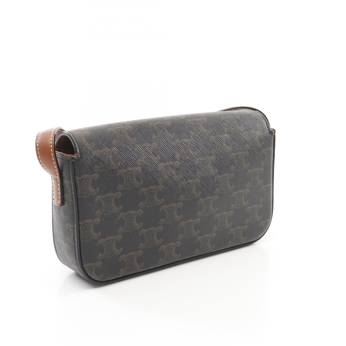 CELINE Claude Triomphe Shoulder Bag 194142CUZ canvas leather Black