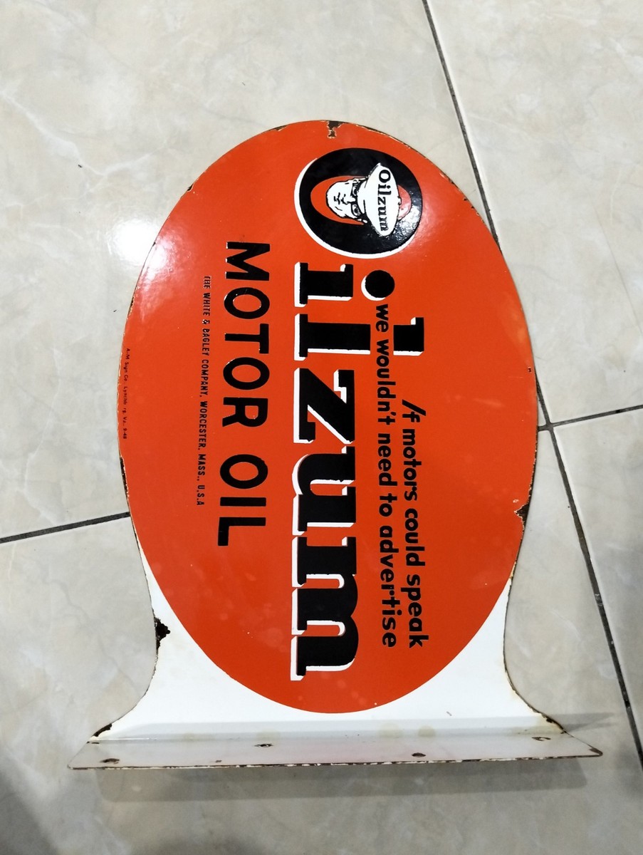 Antique Rare OILZUM Double-Sided Metal Flange Sign Rare | eBay