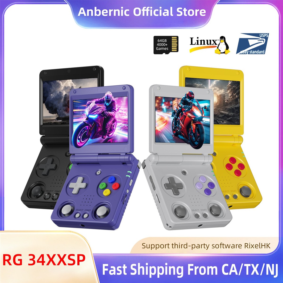 ANBERNIC RG 34XXSP Handheld Retro Game Console 3.4-inch H700