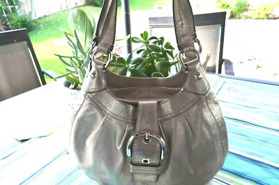 COACH Soho Lynn Pleated Leather Hobo Gold Shimmer Shoulder Bag