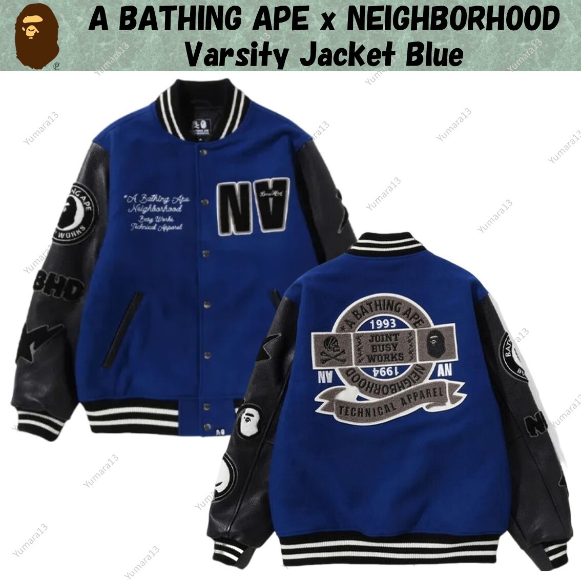A BATHING APE x NEIGHBORHOOD Varsity Jacket Blue | eBay
