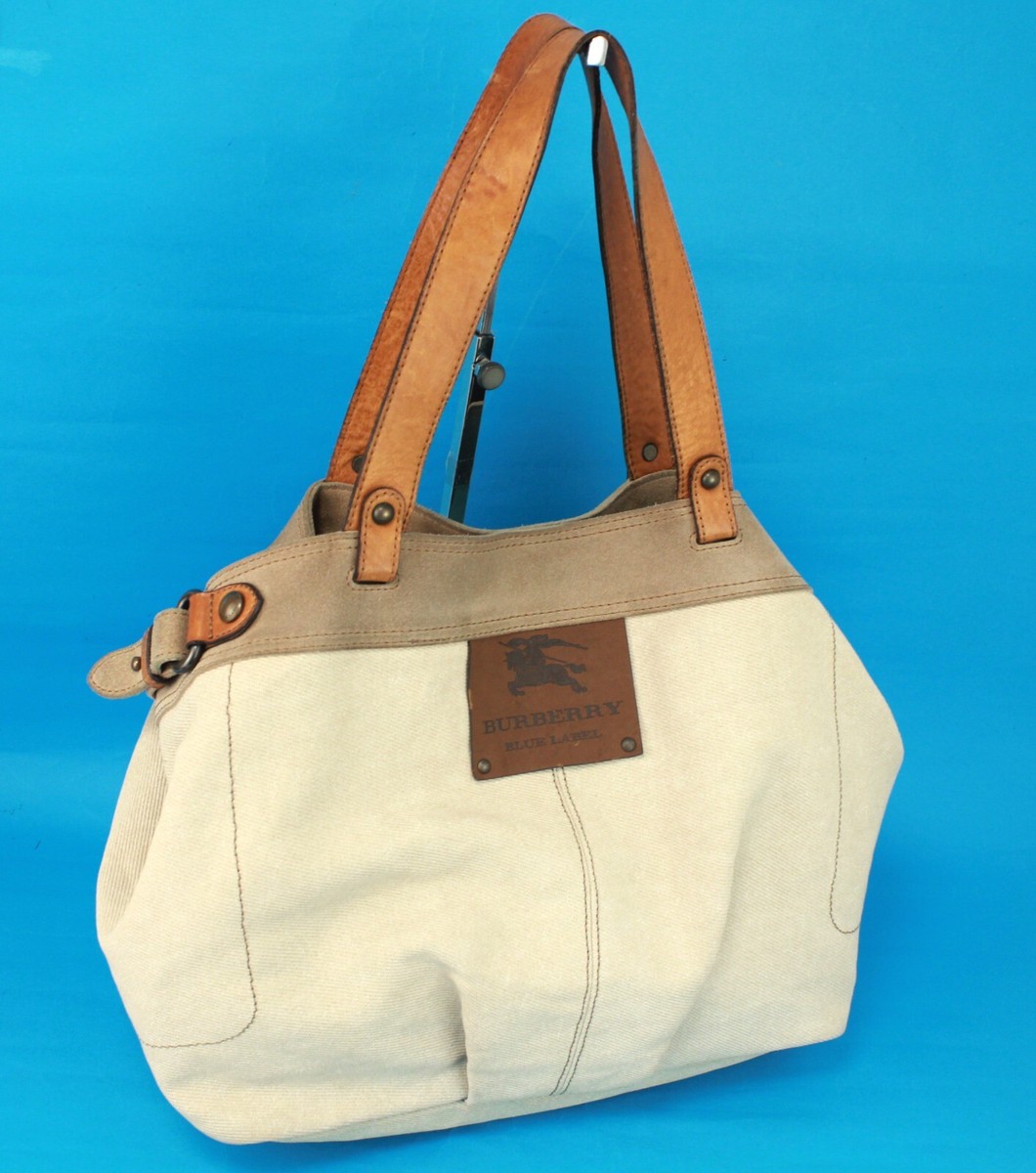 BURBERRY BLUE LABEL Canvas & Leather Tote Hand Bag Shoulder Bag