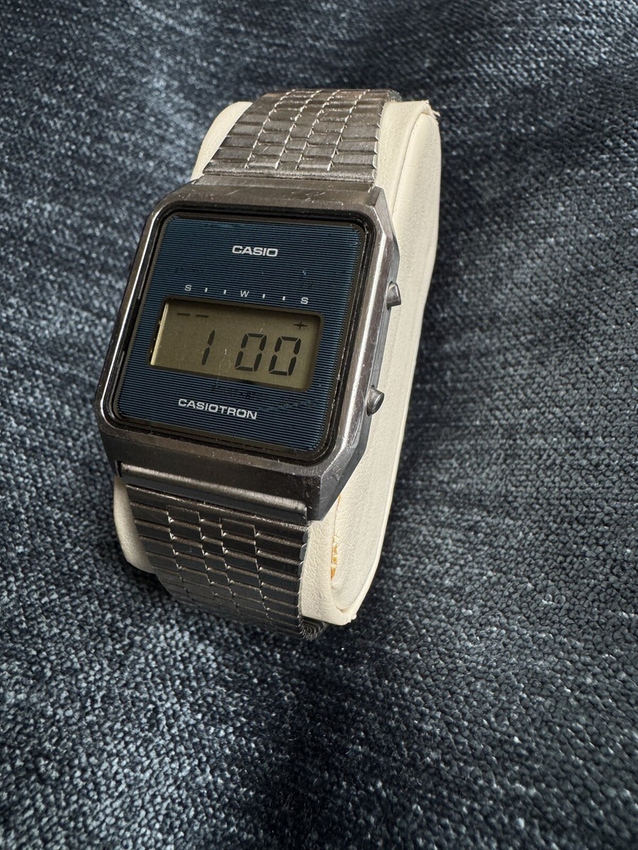 Vintage Casio Casiotron 53CS-18 Stainless Steel Digital Watch