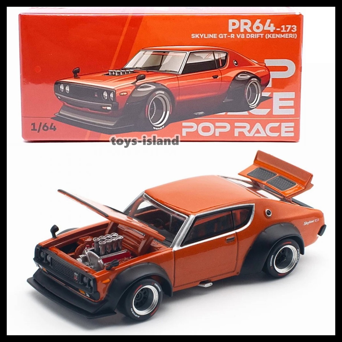 POPRACE PR64-173 1/64 Nissan Skyline GT-R V8 Drift ( KENMERI ) POP