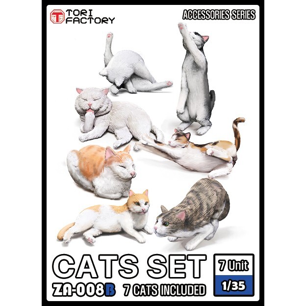 Tori Factory 1/35 Cats Set(7 cats) Resin Figure Model Kit #ZA-008B