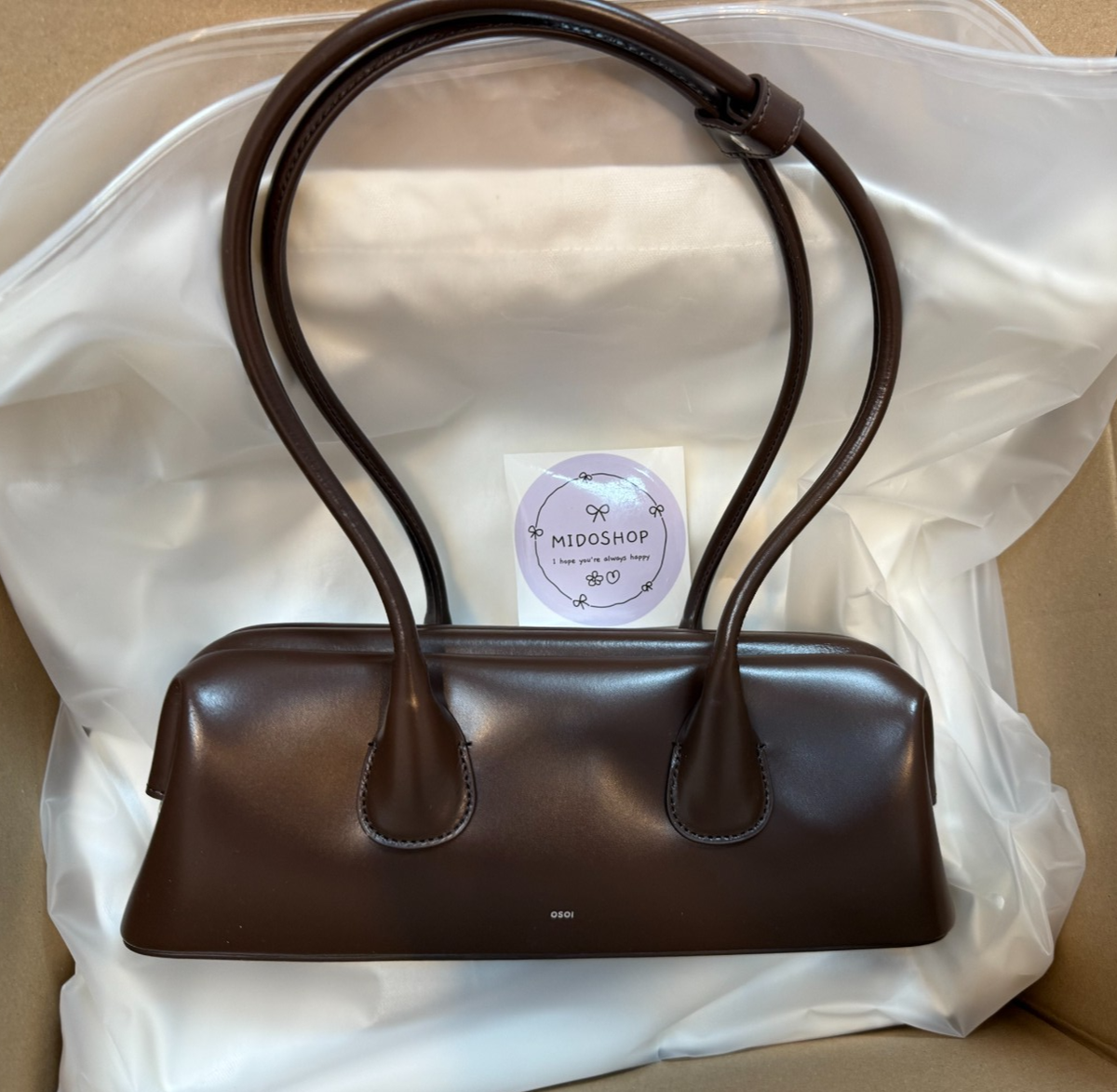 OSOI] BOAT WIDE MINI [CHOCO BROWN] - Korean Designer Shoulder Bag