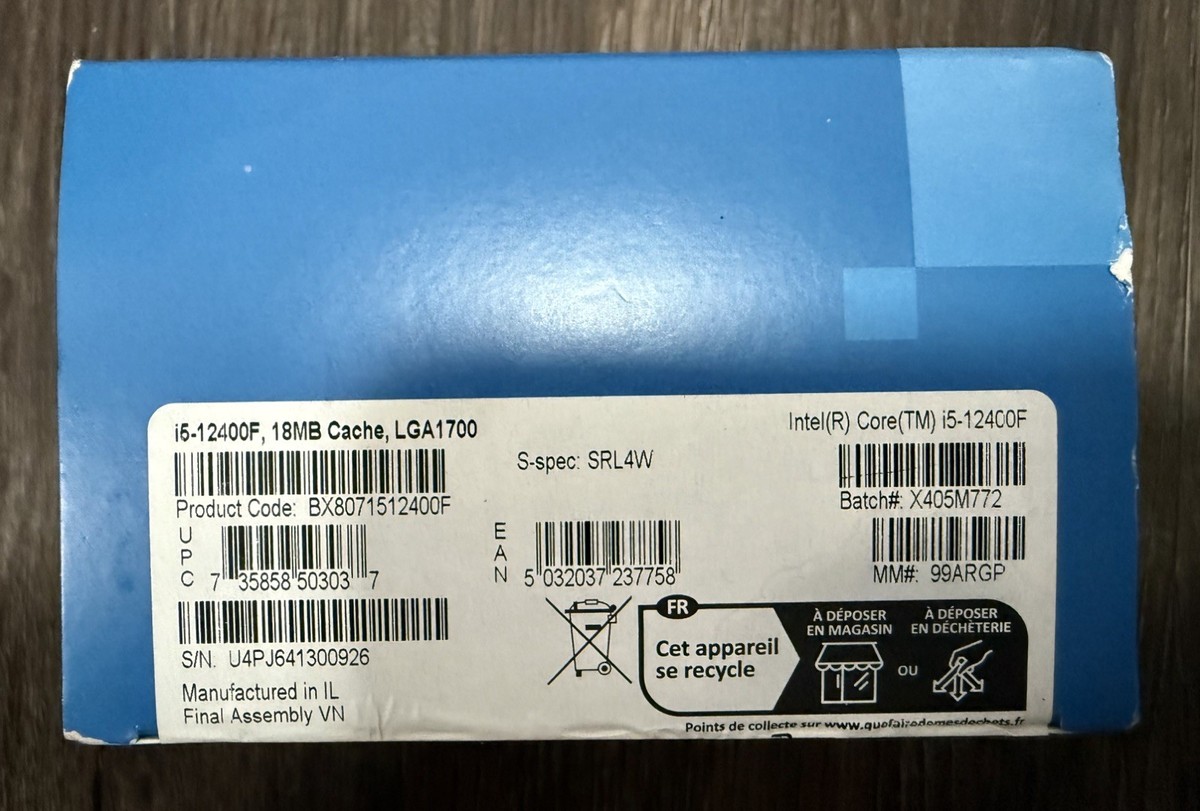 Intel Core i5-12400F Processor (4.4 GHz, 6 Cores, LGA 1700) Box