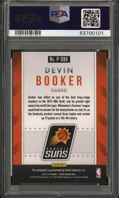 2015 Panini Prizm Devin Booker RC Rookie Autographs Auto #DBK PSA