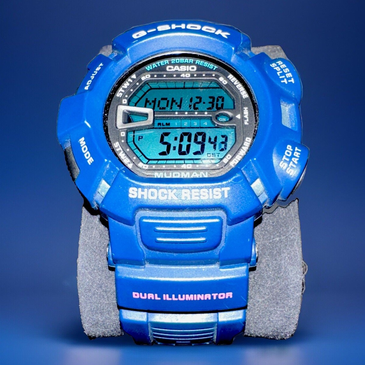 G-Shock G-9000MX Mudman Watch Matte Blue Black Vintage Used Rare