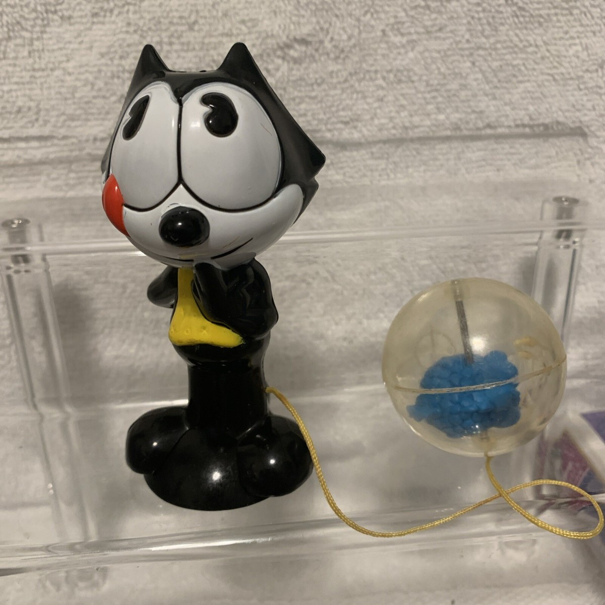 Vintage 1990s FELIX THE CAT Figure & Goldfish in Bowl Plastic Toy