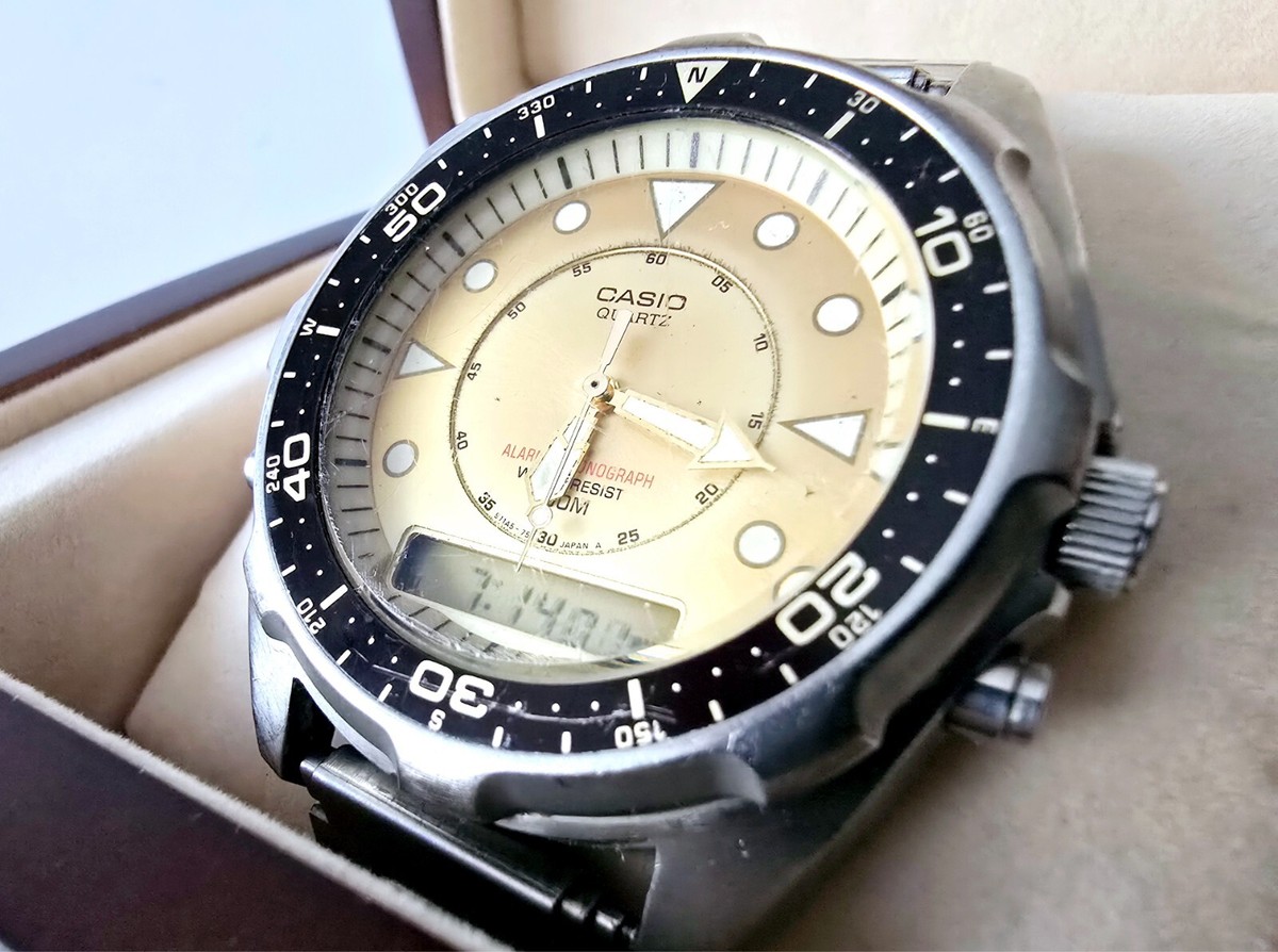 Casio watch men alarm chronograph quartz AMW 320C 