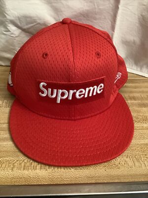 Supreme Mens Cap Mesh Fitted Hat 7-3/8 New Era Red Box Logo | eBay