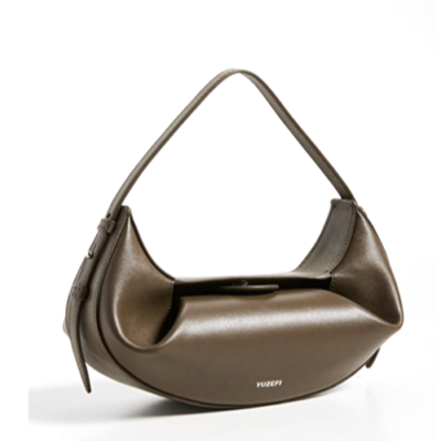 AUTH NWT $555 Yuzefi Mini Fortune Cookie Leather Top Handle Bag In