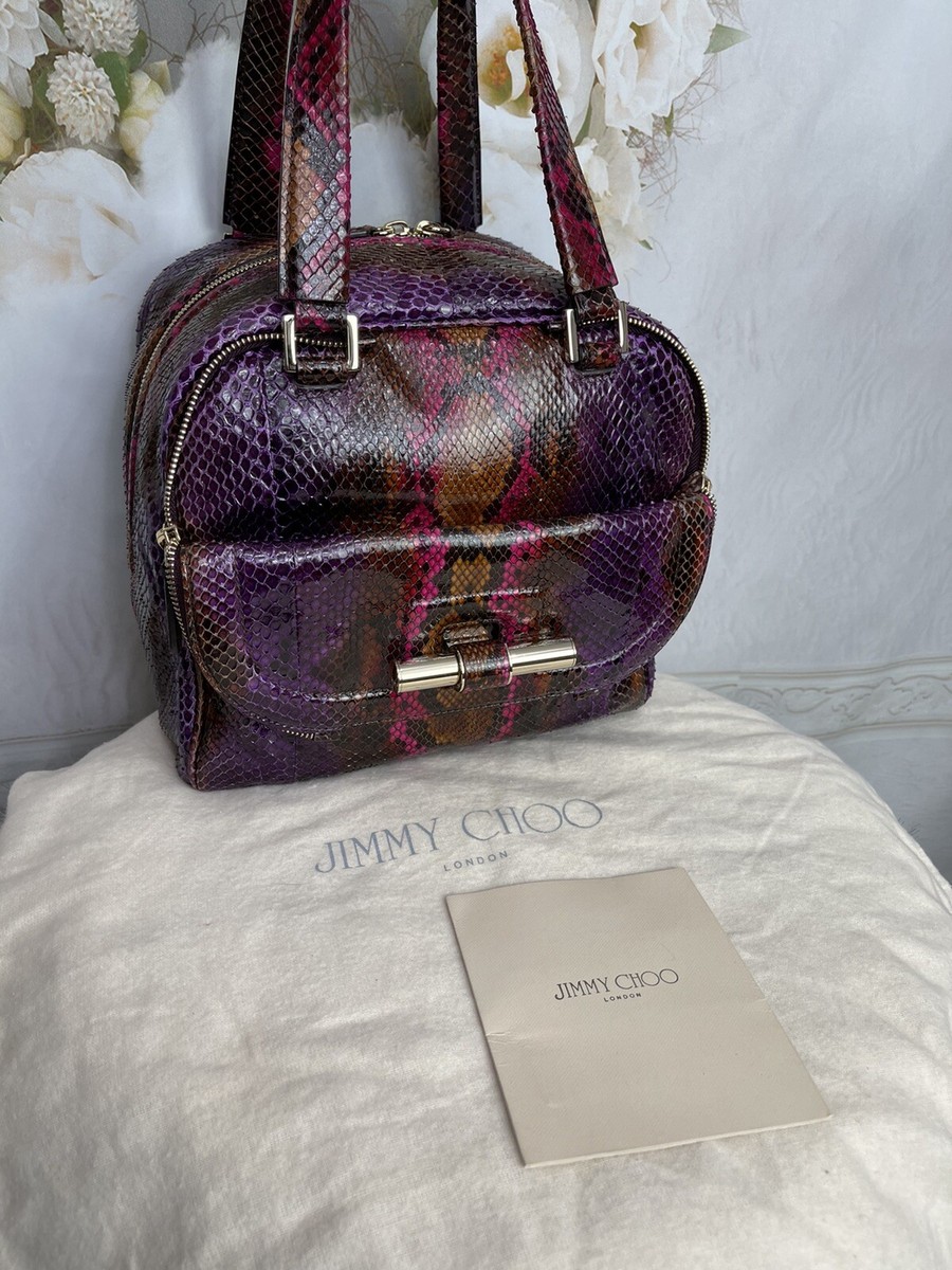 Jimmy Choo Python-Leather Justine Satchel Bag Authentic Mint