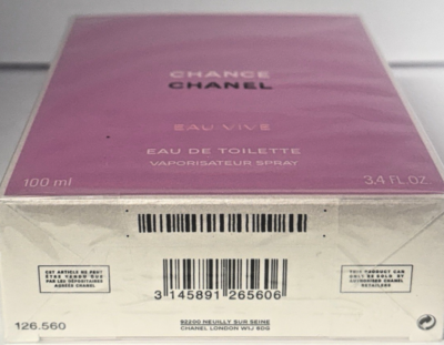 Chance Chanel Eau Vive Eau De Toilette Spray 100ml/3.4oz New in
