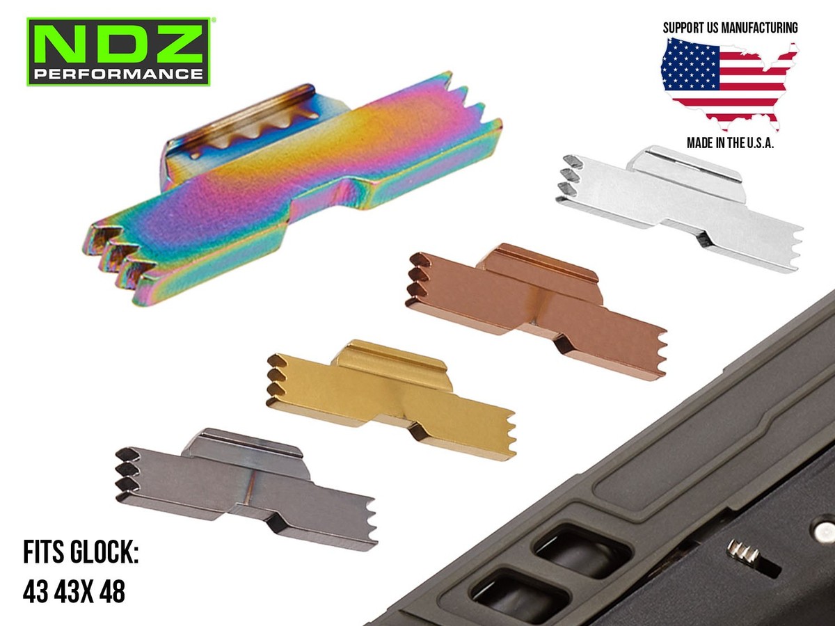 NDZ Glock 43X 48 43 Extended Slide Lock Lever ESLL Stainless Steel