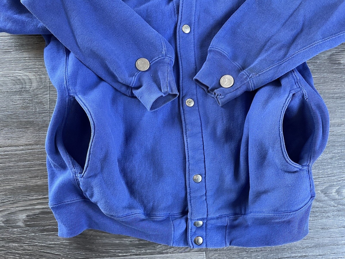 Champion Reverse Weave Cardigan Sweatshirt 90s USA Made Blue 2